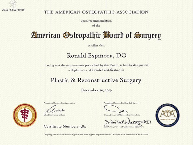 Board Certification Dr Espinoza